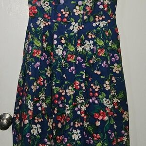 Red and Pink Pleated A-Line Midi Dress